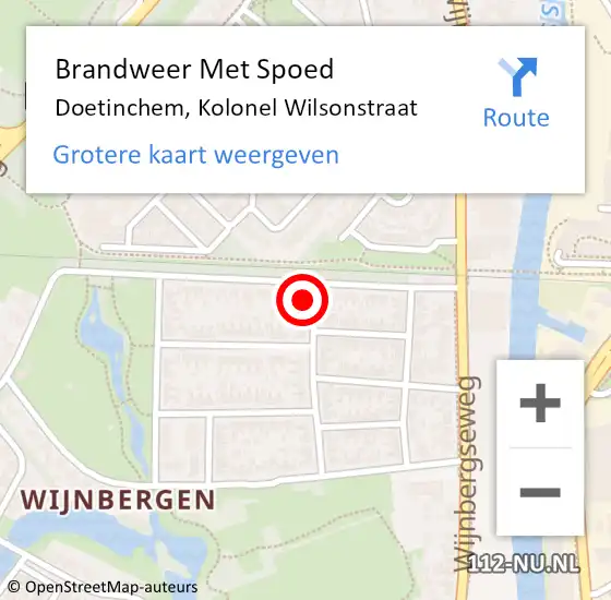 Locatie op kaart van de 112 melding: Brandweer Met Spoed Naar Doetinchem, Kolonel Wilsonstraat op 26 juli 2015 09:37