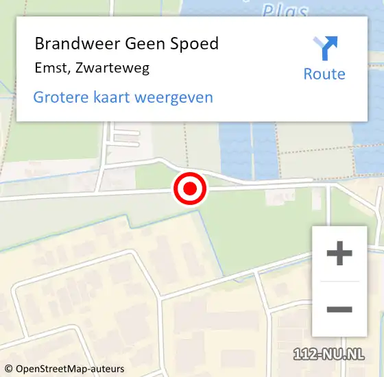 Locatie op kaart van de 112 melding: Brandweer Geen Spoed Naar Emst, Zwarteweg op 26 juli 2015 09:42