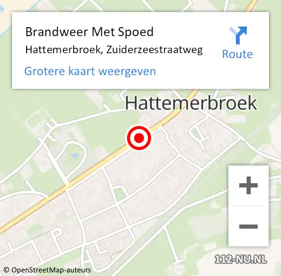 Locatie op kaart van de 112 melding: Brandweer Met Spoed Naar Hattemerbroek, Zuiderzeestraatweg op 26 juli 2015 09:48