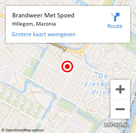 Locatie op kaart van de 112 melding: Brandweer Met Spoed Naar Hillegom, Maronia op 26 juli 2015 10:06