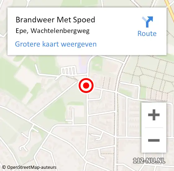 Locatie op kaart van de 112 melding: Brandweer Met Spoed Naar Epe, Wachtelenbergweg op 26 juli 2015 10:16