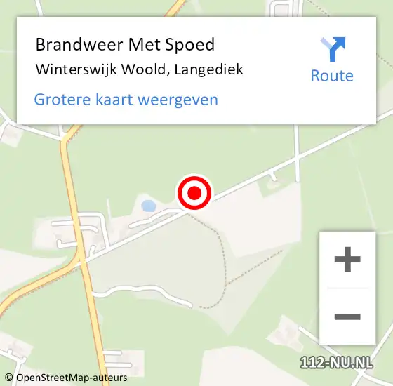 Locatie op kaart van de 112 melding: Brandweer Met Spoed Naar Winterswijk Woold, Langediek op 26 juli 2015 10:29