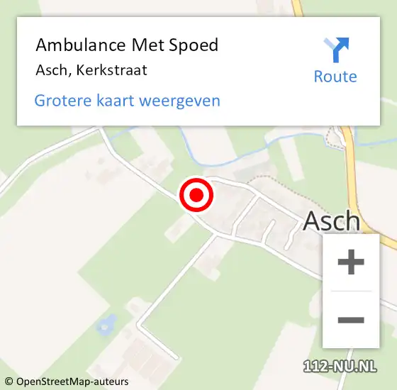 Locatie op kaart van de 112 melding: Ambulance Met Spoed Naar Asch, Kerkstraat op 26 juli 2015 10:30