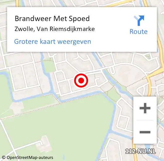 Locatie op kaart van de 112 melding: Brandweer Met Spoed Naar Zwolle, Van Riemsdijkmarke op 26 juli 2015 10:48