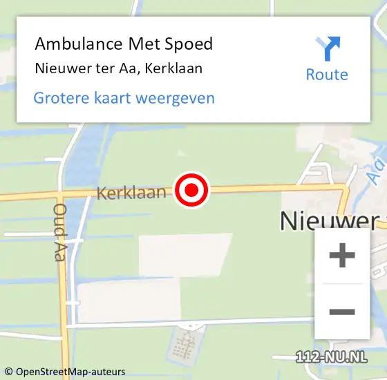 Locatie op kaart van de 112 melding: Ambulance Met Spoed Naar Nieuwer ter Aa, Kerklaan op 26 juli 2015 10:51