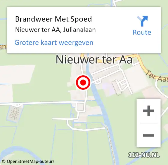 Locatie op kaart van de 112 melding: Brandweer Met Spoed Naar Nieuwer ter AA, Julianalaan op 26 juli 2015 11:38