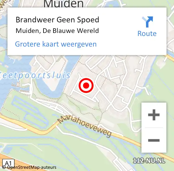 Locatie op kaart van de 112 melding: Brandweer Geen Spoed Naar Muiden, De Blauwe Wereld op 26 juli 2015 11:41