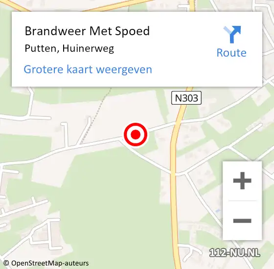 Locatie op kaart van de 112 melding: Brandweer Met Spoed Naar Putten, Huinerweg op 26 juli 2015 11:45