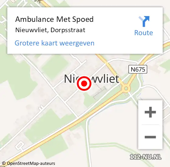 Locatie op kaart van de 112 melding: Ambulance Met Spoed Naar Nieuwvliet, Dorpsstraat op 26 juli 2015 11:47