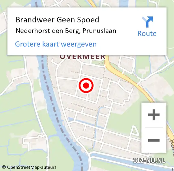 Locatie op kaart van de 112 melding: Brandweer Geen Spoed Naar Nederhorst den Berg, Prunuslaan op 26 juli 2015 11:53