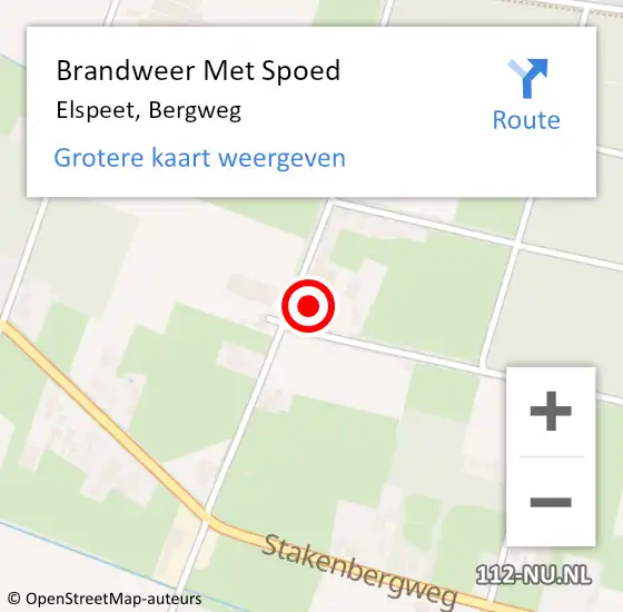 Locatie op kaart van de 112 melding: Brandweer Met Spoed Naar Elspeet, Bergweg op 26 juli 2015 12:46