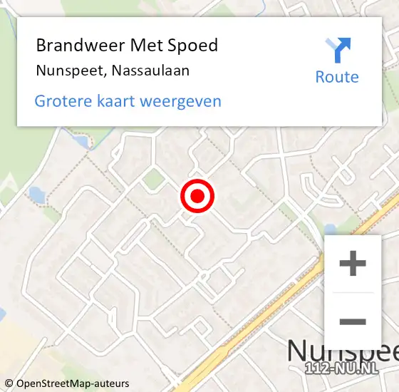 Locatie op kaart van de 112 melding: Brandweer Met Spoed Naar Nunspeet, Nassaulaan op 26 juli 2015 12:49