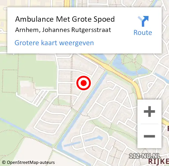 Locatie op kaart van de 112 melding: Ambulance Met Grote Spoed Naar Arnhem, Johannes Rutgersstraat op 26 juli 2015 12:55