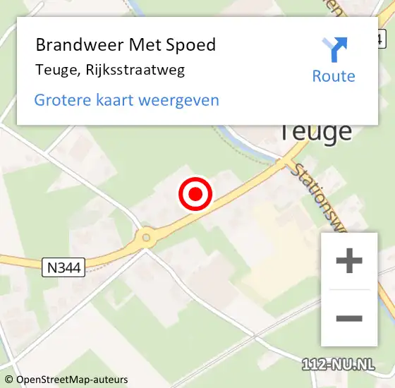 Locatie op kaart van de 112 melding: Brandweer Met Spoed Naar Teuge, Rijksstraatweg op 26 juli 2015 13:04