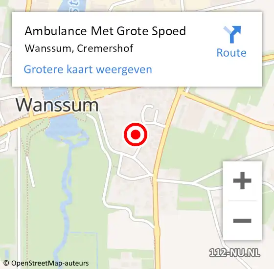 Locatie op kaart van de 112 melding: Ambulance Met Grote Spoed Naar Wanssum, Cremershof op 26 juli 2015 13:25