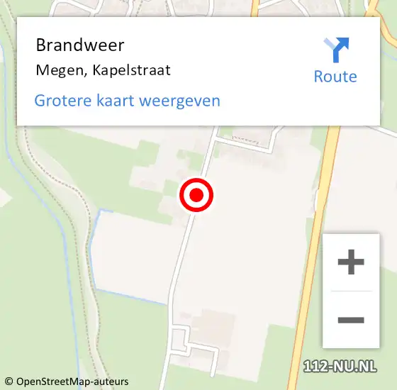 Locatie op kaart van de 112 melding: Brandweer Megen, Kapelstraat op 26 juli 2015 13:44