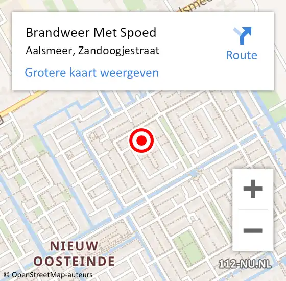 Locatie op kaart van de 112 melding: Brandweer Met Spoed Naar Aalsmeer, Zandoogjestraat op 26 juli 2015 13:53