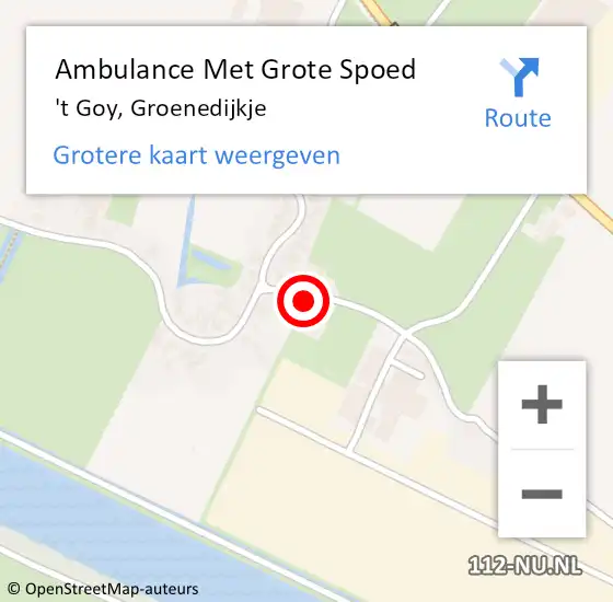 Locatie op kaart van de 112 melding: Ambulance Met Grote Spoed Naar 't Goy, Groenedijkje op 26 juli 2015 13:55