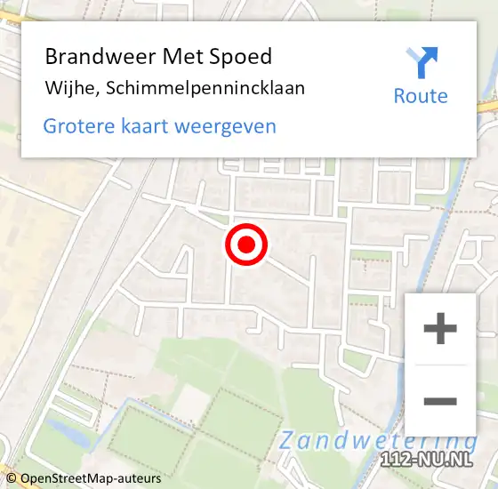 Locatie op kaart van de 112 melding: Brandweer Met Spoed Naar Wijhe, Schimmelpennincklaan op 26 juli 2015 14:10