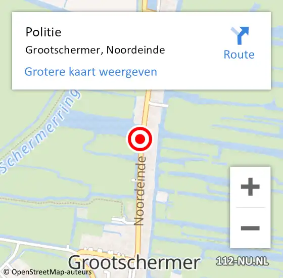 Locatie op kaart van de 112 melding: Politie Grootschermer, Noordeinde op 26 juli 2015 14:17