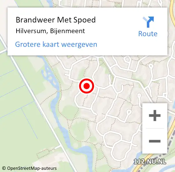 Locatie op kaart van de 112 melding: Brandweer Met Spoed Naar Hilversum, Bijenmeent op 26 juli 2015 14:28