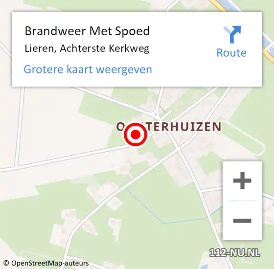 Locatie op kaart van de 112 melding: Brandweer Met Spoed Naar Lieren, Achterste Kerkweg op 26 juli 2015 14:34