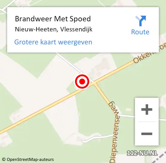 Locatie op kaart van de 112 melding: Brandweer Met Spoed Naar Nieuw-Heeten, Vlessendijk op 26 juli 2015 14:35