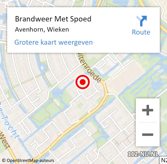 Locatie op kaart van de 112 melding: Brandweer Met Spoed Naar Avenhorn, Wieken op 26 juli 2015 14:57