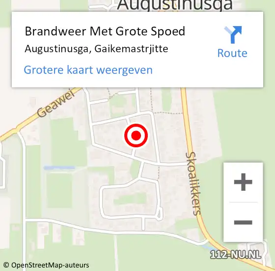 Locatie op kaart van de 112 melding: Brandweer Met Grote Spoed Naar Augustinusga, Gaikemastrjitte op 15 november 2013 12:01