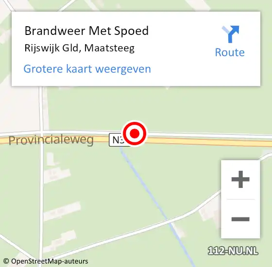 Locatie op kaart van de 112 melding: Brandweer Met Spoed Naar Rijswijk Gld, Maatsteeg op 26 juli 2015 15:37