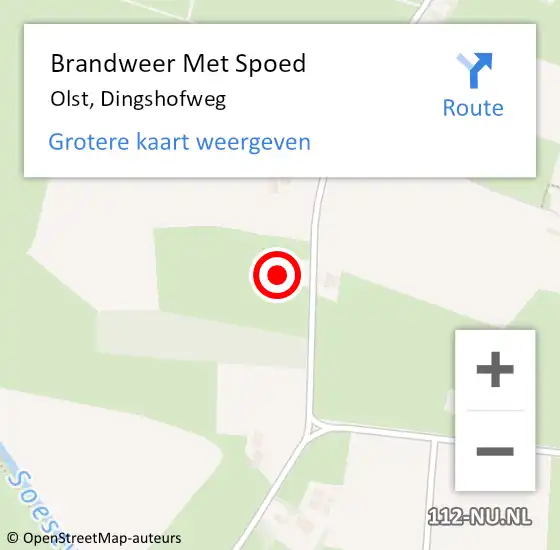 Locatie op kaart van de 112 melding: Brandweer Met Spoed Naar Olst, Dingshofweg op 26 juli 2015 15:40