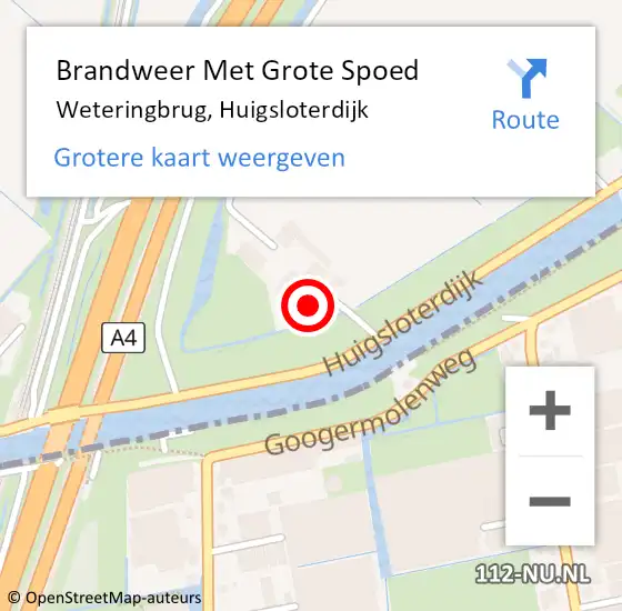 Locatie op kaart van de 112 melding: Brandweer Met Grote Spoed Naar Weteringbrug, Huigsloterdijk op 26 juli 2015 15:42