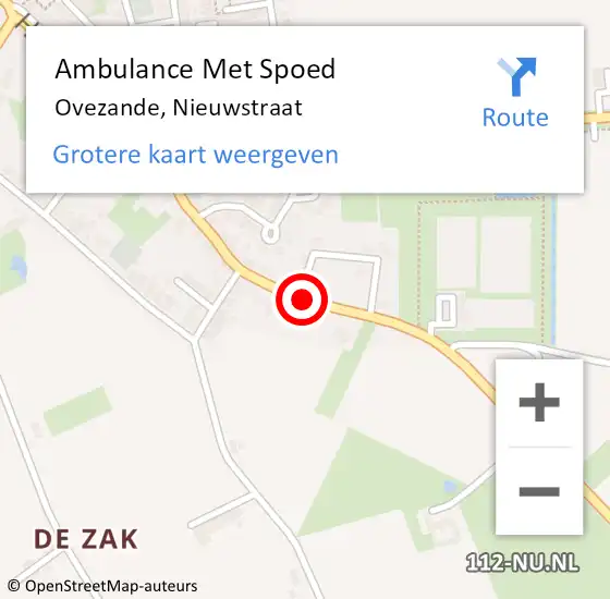 Locatie op kaart van de 112 melding: Ambulance Met Spoed Naar Ovezande, Nieuwstraat op 26 juli 2015 15:59