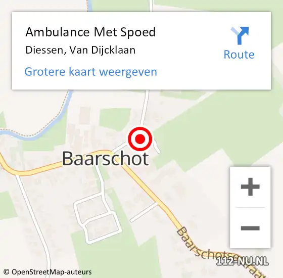 Locatie op kaart van de 112 melding: Ambulance Met Spoed Naar Diessen, Van Dijcklaan op 26 juli 2015 16:04