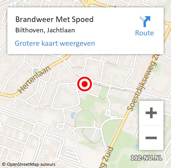 Locatie op kaart van de 112 melding: Brandweer Met Spoed Naar Bilthoven, Jachtlaan op 26 juli 2015 16:15