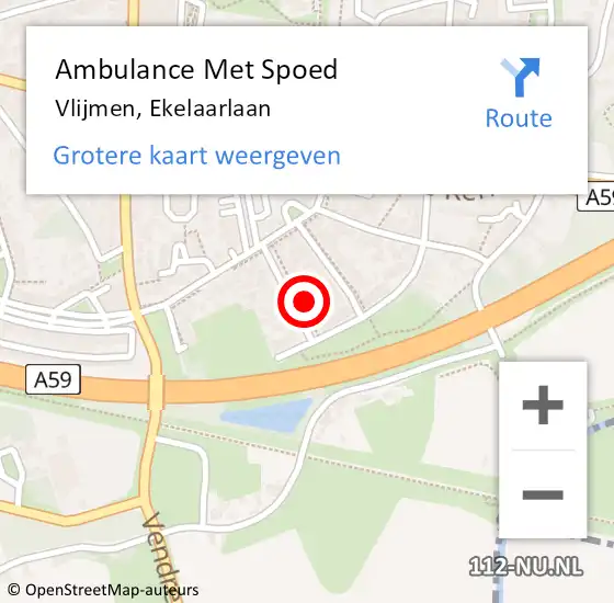 Locatie op kaart van de 112 melding: Ambulance Met Spoed Naar Vlijmen, Ekelaarlaan op 26 juli 2015 16:19