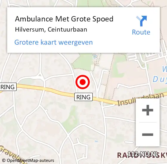 Locatie op kaart van de 112 melding: Ambulance Met Grote Spoed Naar Hilversum, Ceintuurbaan op 26 juli 2015 16:50