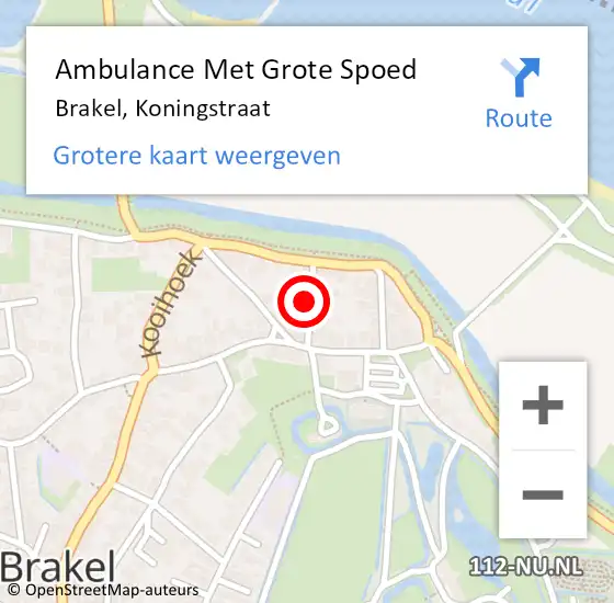 Locatie op kaart van de 112 melding: Ambulance Met Grote Spoed Naar Brakel, Koningstraat op 26 juli 2015 16:54