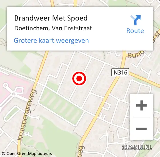 Locatie op kaart van de 112 melding: Brandweer Met Spoed Naar Doetinchem, Van Enststraat op 26 juli 2015 17:29