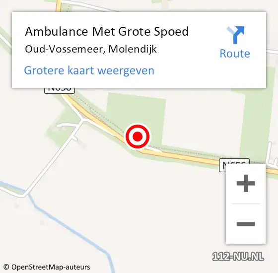 Locatie op kaart van de 112 melding: Ambulance Met Grote Spoed Naar Oud-Vossemeer, Molendijk op 26 juli 2015 18:02