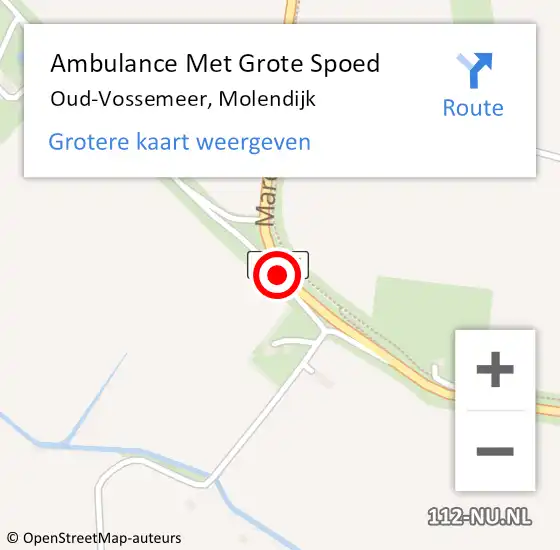 Locatie op kaart van de 112 melding: Ambulance Met Grote Spoed Naar Oud-Vossemeer, Molendijk op 26 juli 2015 18:03
