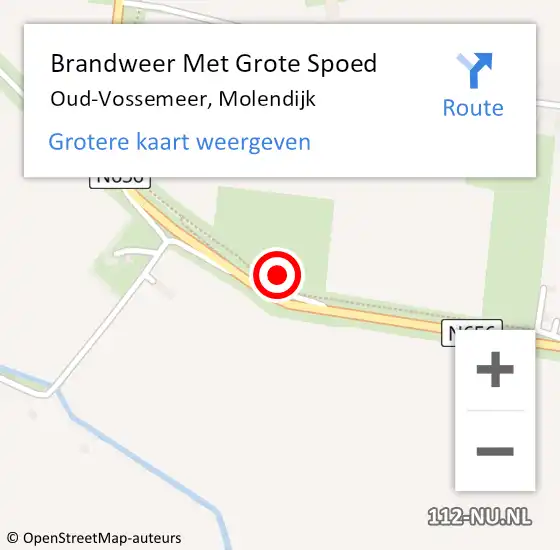 Locatie op kaart van de 112 melding: Brandweer Met Grote Spoed Naar Oud-Vossemeer, Molendijk op 26 juli 2015 18:03