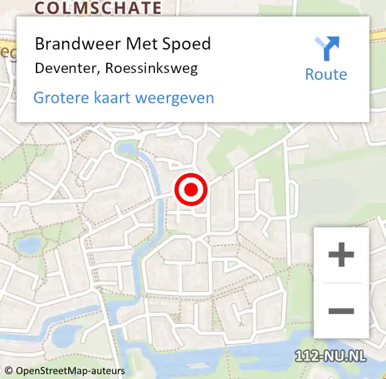 Locatie op kaart van de 112 melding: Brandweer Met Spoed Naar Deventer, Roessinksweg op 26 juli 2015 18:26