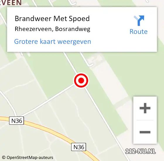 Locatie op kaart van de 112 melding: Brandweer Met Spoed Naar Rheezerveen, Bosrandweg op 26 juli 2015 18:34