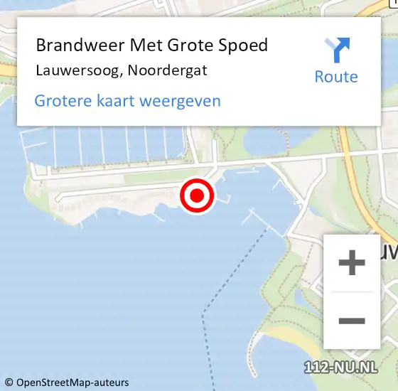 Locatie op kaart van de 112 melding: Brandweer Met Grote Spoed Naar Lauwersoog, Noordergat op 26 juli 2015 18:40
