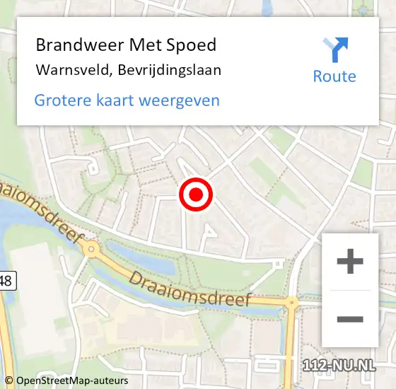Locatie op kaart van de 112 melding: Brandweer Met Spoed Naar Warnsveld, Bevrijdingslaan op 26 juli 2015 18:58