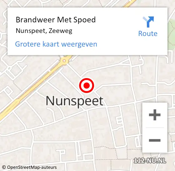 Locatie op kaart van de 112 melding: Brandweer Met Spoed Naar Nunspeet, Zeeweg op 26 juli 2015 19:17