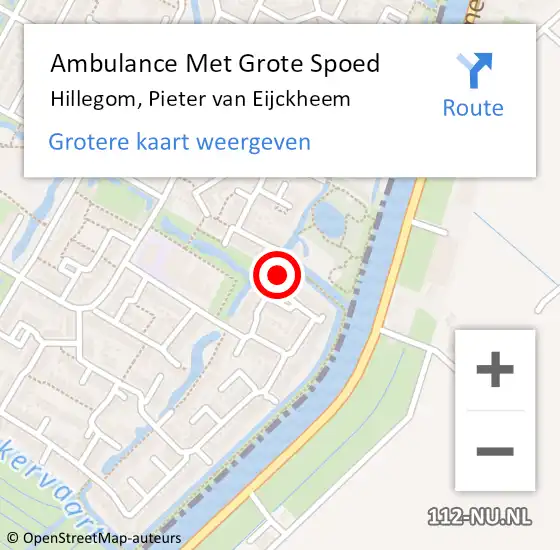 Locatie op kaart van de 112 melding: Ambulance Met Grote Spoed Naar Hillegom, Pieter van Eijckheem op 26 juli 2015 19:48