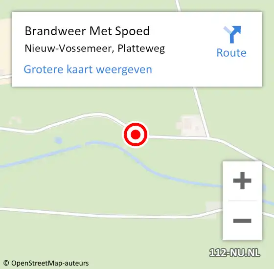 Locatie op kaart van de 112 melding: Brandweer Met Spoed Naar Nieuw-Vossemeer, Platteweg op 26 juli 2015 20:09