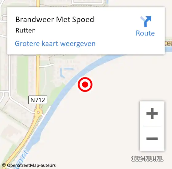 Locatie op kaart van de 112 melding: Brandweer Met Spoed Naar Rutten op 26 juli 2015 20:28